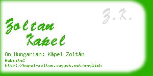 zoltan kapel business card