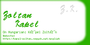 zoltan kapel business card